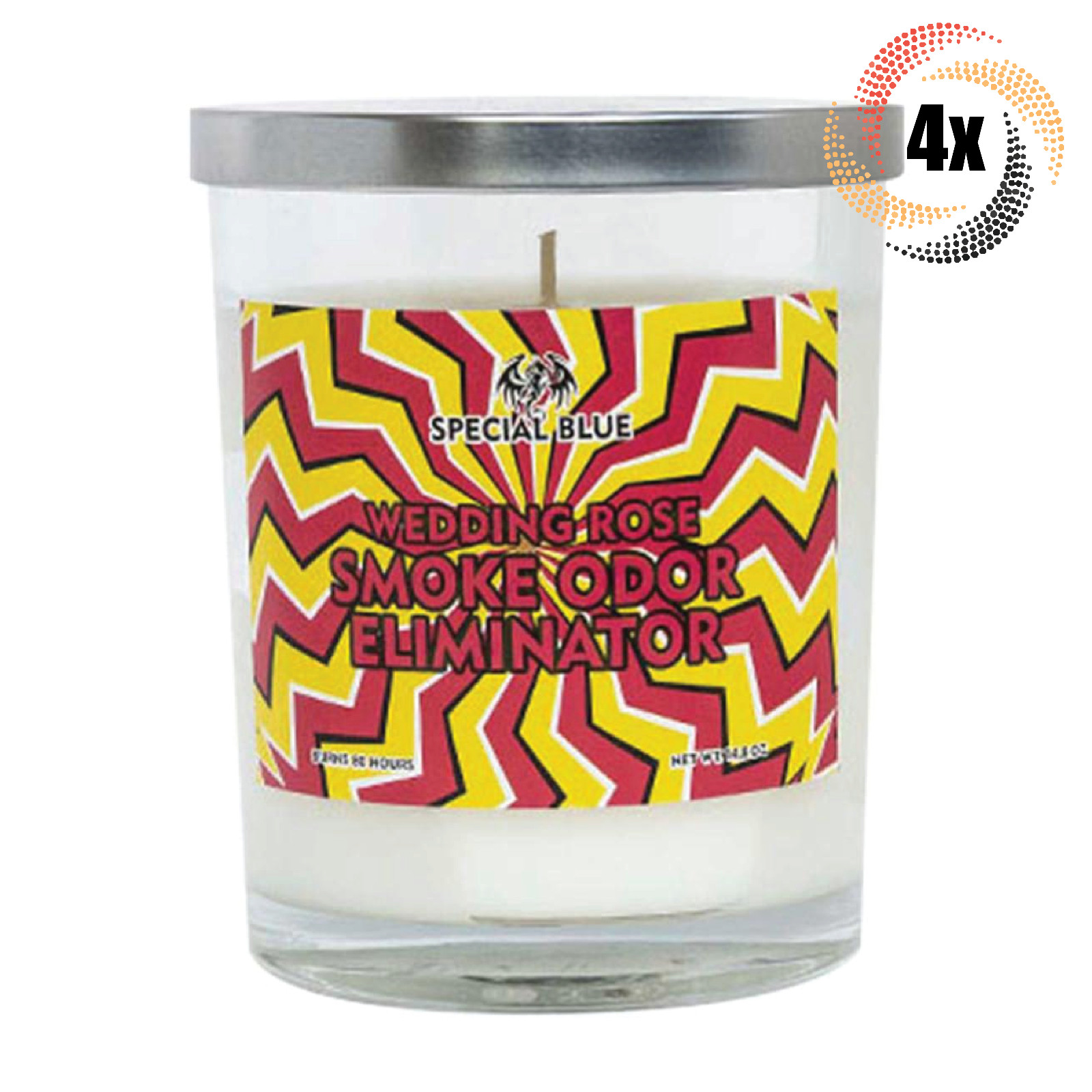 4x Свечи Специальная Голубая Свадебная Розовая свеча для устранения запаха дыма | 14,8 унции