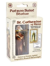 Saint Catherine of Siena Statue, Hand Painted Gold Leaf Accents 4", Boxed