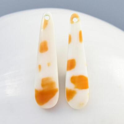 Natural Mitra-Mitra Seashell Drop Earring Pair Cabochons Handmade 0.84g