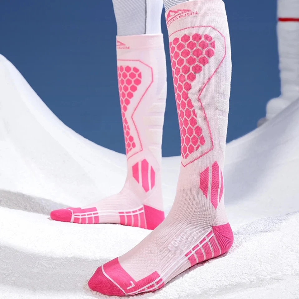 1 par de calcetines de esquí de lana para hombre y mujer para esquí snowboard térmicos hasta la rodilla Foto 4 de 4