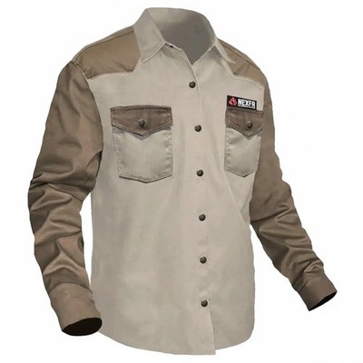 NEXFR Combine FR Shirt With Bronze Snap Buttons - Ash/Tan