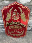 Vintage Metal Budweiser Sign Plaque King Of Beers Metal Advertising Pub Tavern
