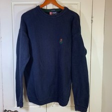 VTG Chaps Ralph Lauren Mens 90s Textured Cotton Crewneck Sweater Crest Logo M
