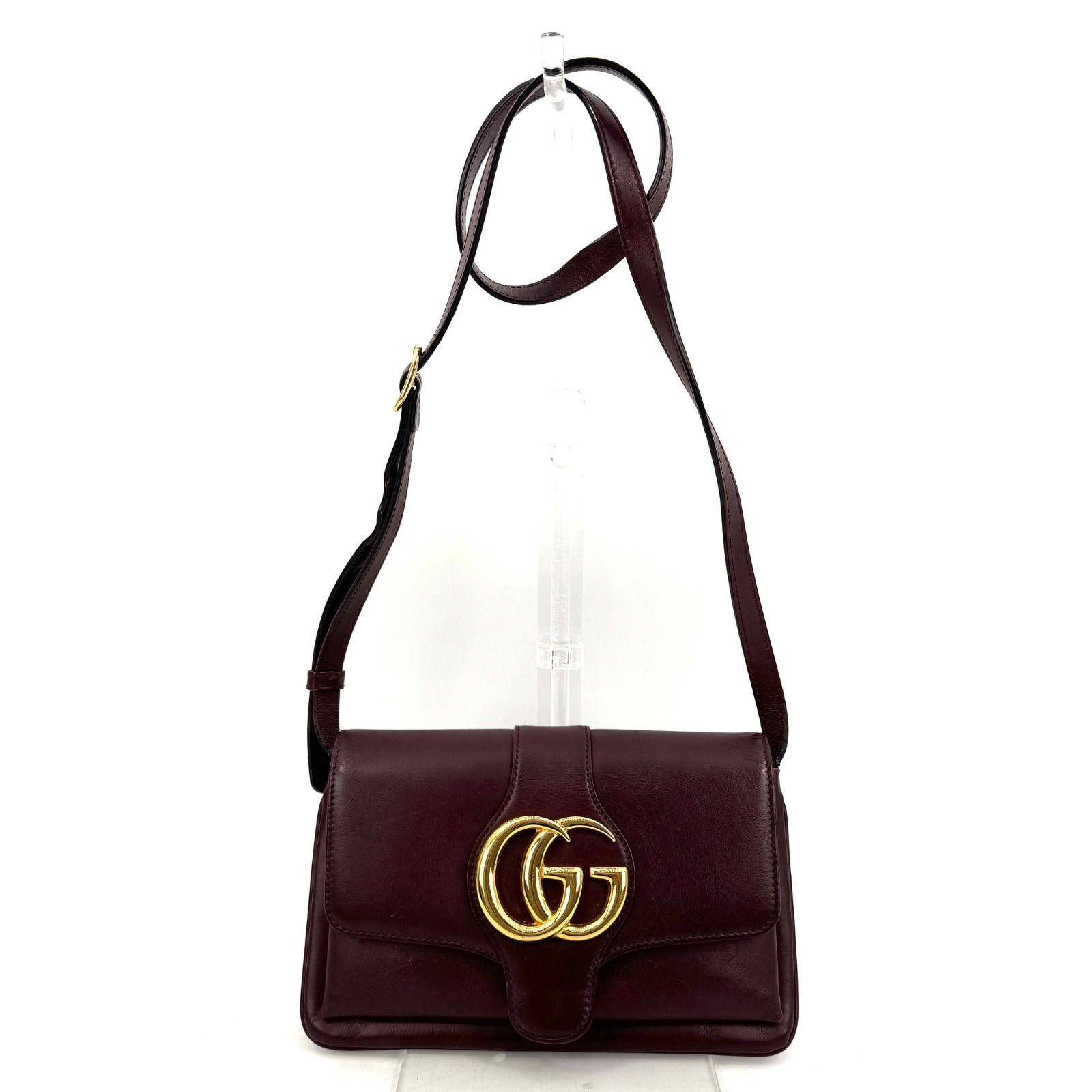GUCCI Arli Shoulder Bag GG Marmont Burgundy Leather Crossbody Authentic Good image 3