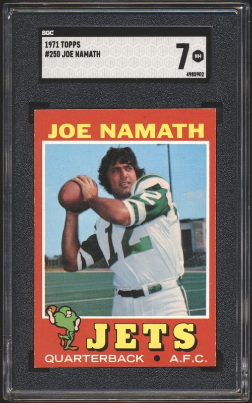 1971 Topps Football Joe Namath #250 SGC 7 JETS NM HOF