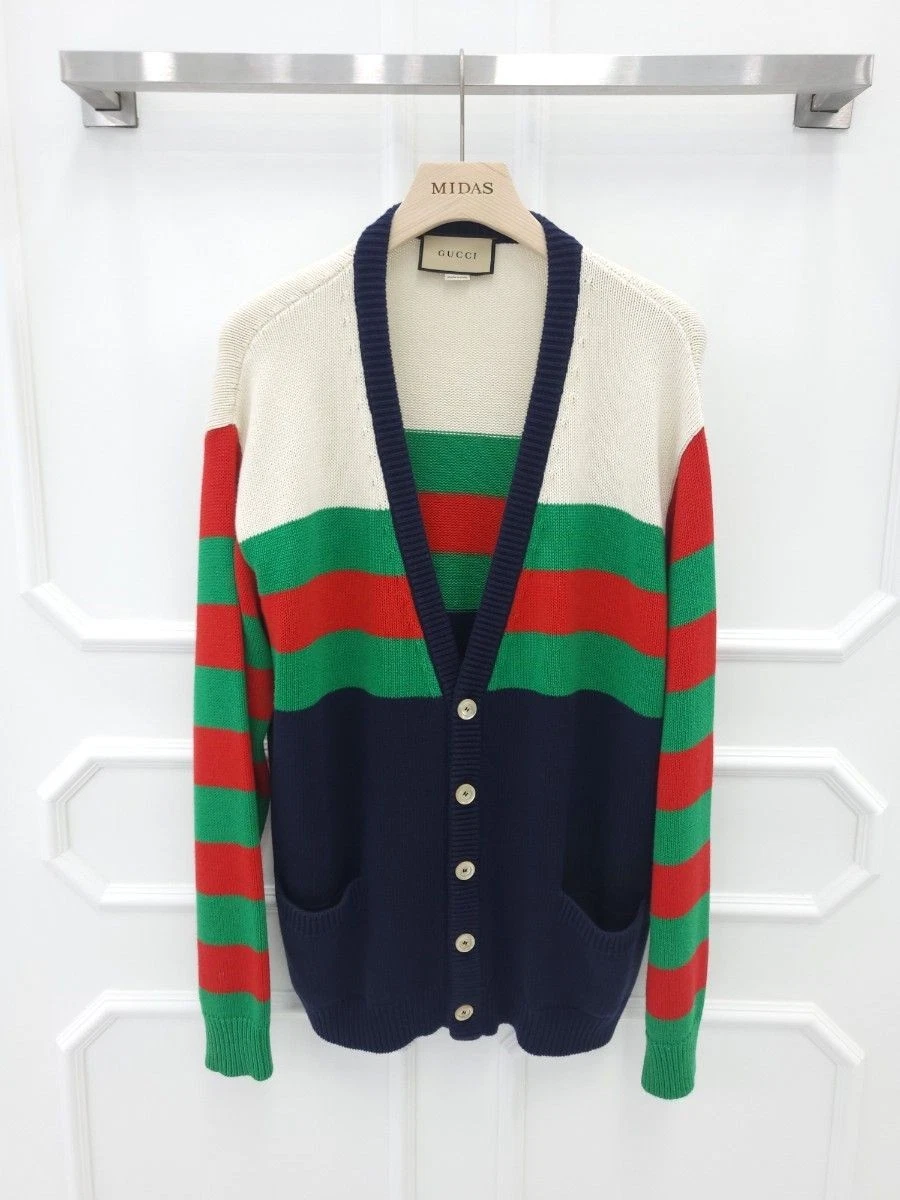 Gucci Cardigan a righe con dettagli web XL 114149488
