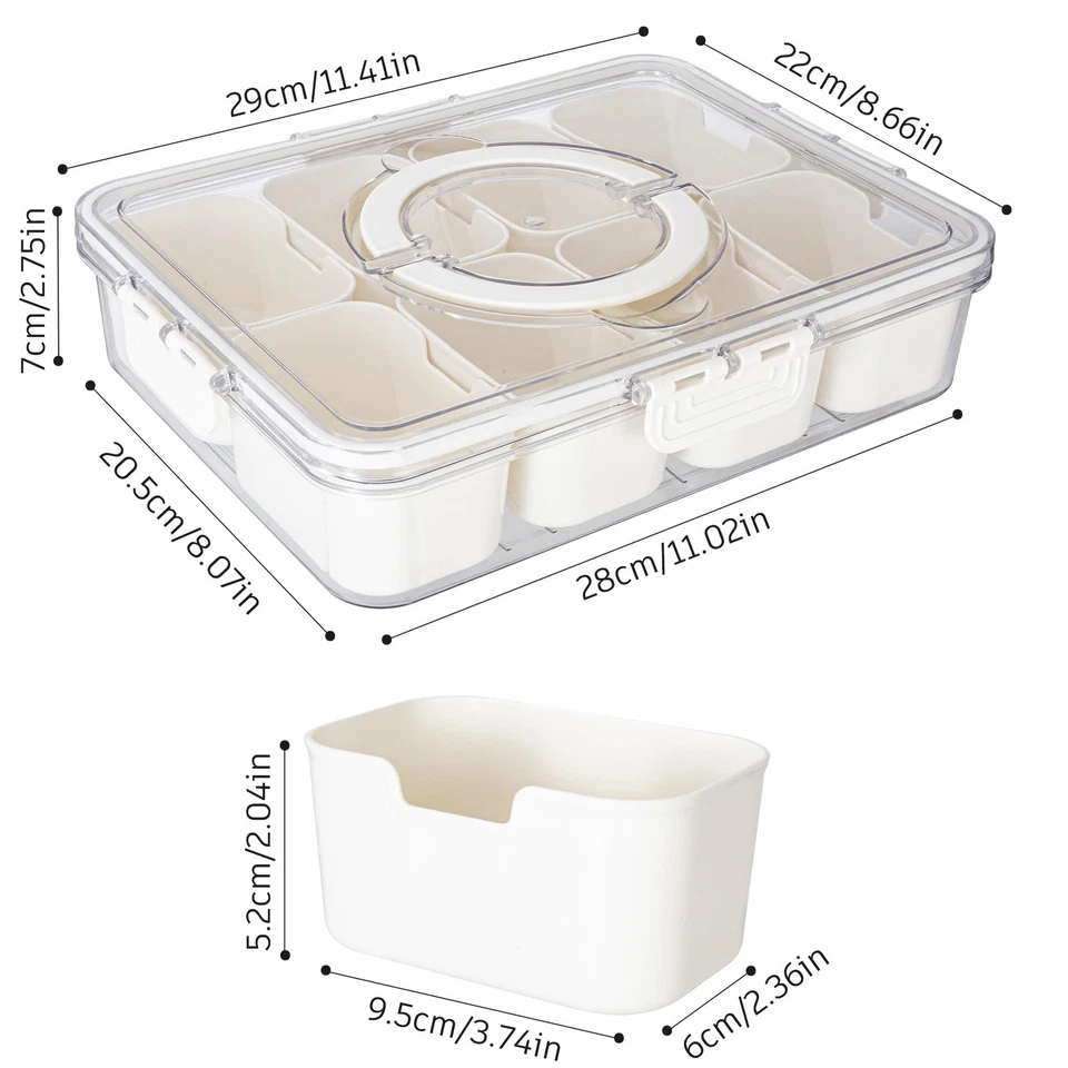Divided Serving Tray with Lid and Handle - Snackle Box Charcuterie Container ... - Image 2 of 4