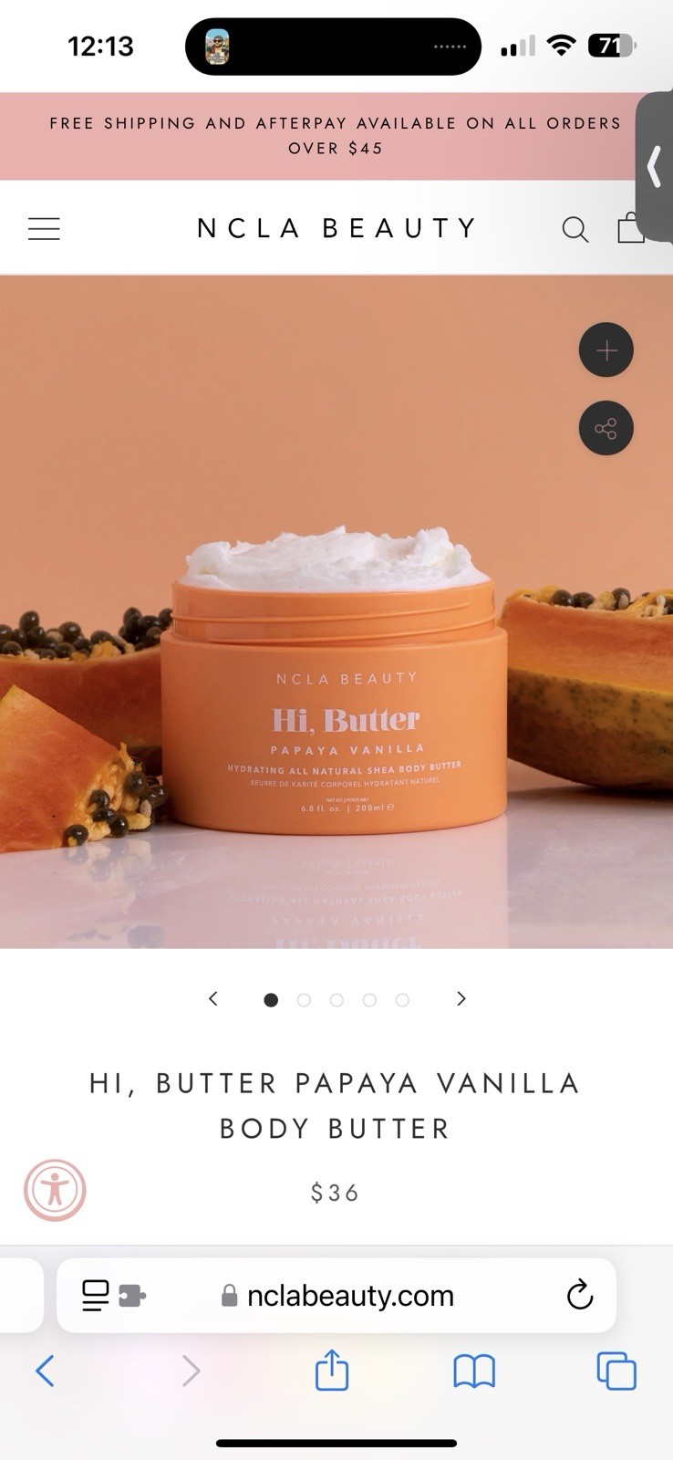 NCLA Beauty HI, BUTTER PAPAYA VANILLA BODY BUTTER 200 mL