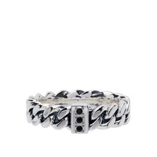 TOM WOOD Mens Chain Ring Slim Spinel Sterling Silver Stackable Size 66 RRP 200