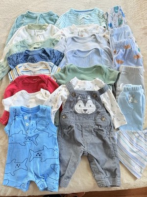 Baby Boy Newborn 0 3M Clothes Bundle Mixed Brands Pajama Bodysuit 20 Pcs