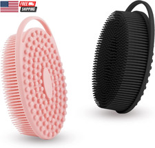 Soft Silicone Body Scrubber 2 PCS Silicone Body Shower, Silicone Loofah 2 in 1 B
