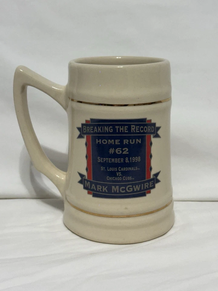 1998 Mark McGwire MLB BASEBALL Home Run Record Ceramic Stein Mug - Image 3 of 4