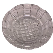 Vintage Ash Tray Lead Crystal Cut Glass Pattern with Crosses Heavy 6" Trinket 
