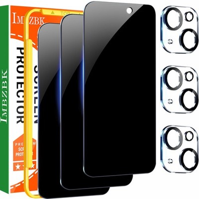 IMBZBK 3 Pack Privacy Screen Protector for iPhone 15 6.1 inch, Black 