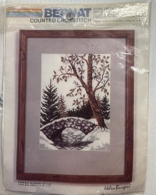 BERNAT STONE CREEK COUNTED CROSS STITCH KIT  NEW OLD STOCK IN OPEN PACKAGE