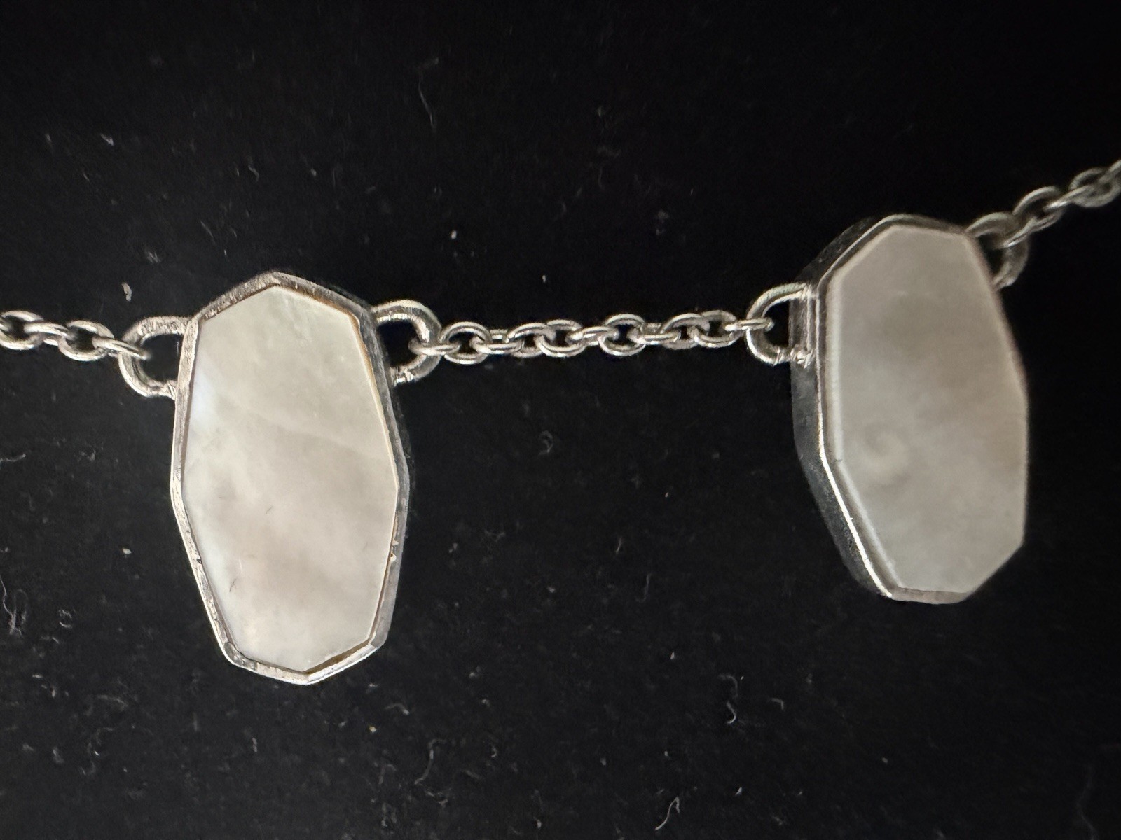 White Shell Necklace W/ Pull Extender. Silver Mad… - image 5