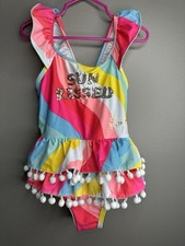 BETSEY JOHNSON Girls Size 4 Multicolor Ruffle One Piece Swimsuit