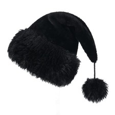 Slsxip Personalized Santa Hat for Adults,Super Soft Plush Small, Black