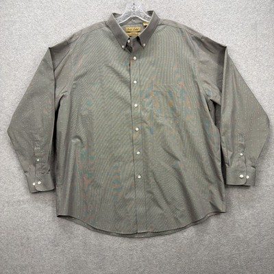 RoundTree Yorke Gold Label Shirt Mens XXL Grey Polka Dot Perfect Performance