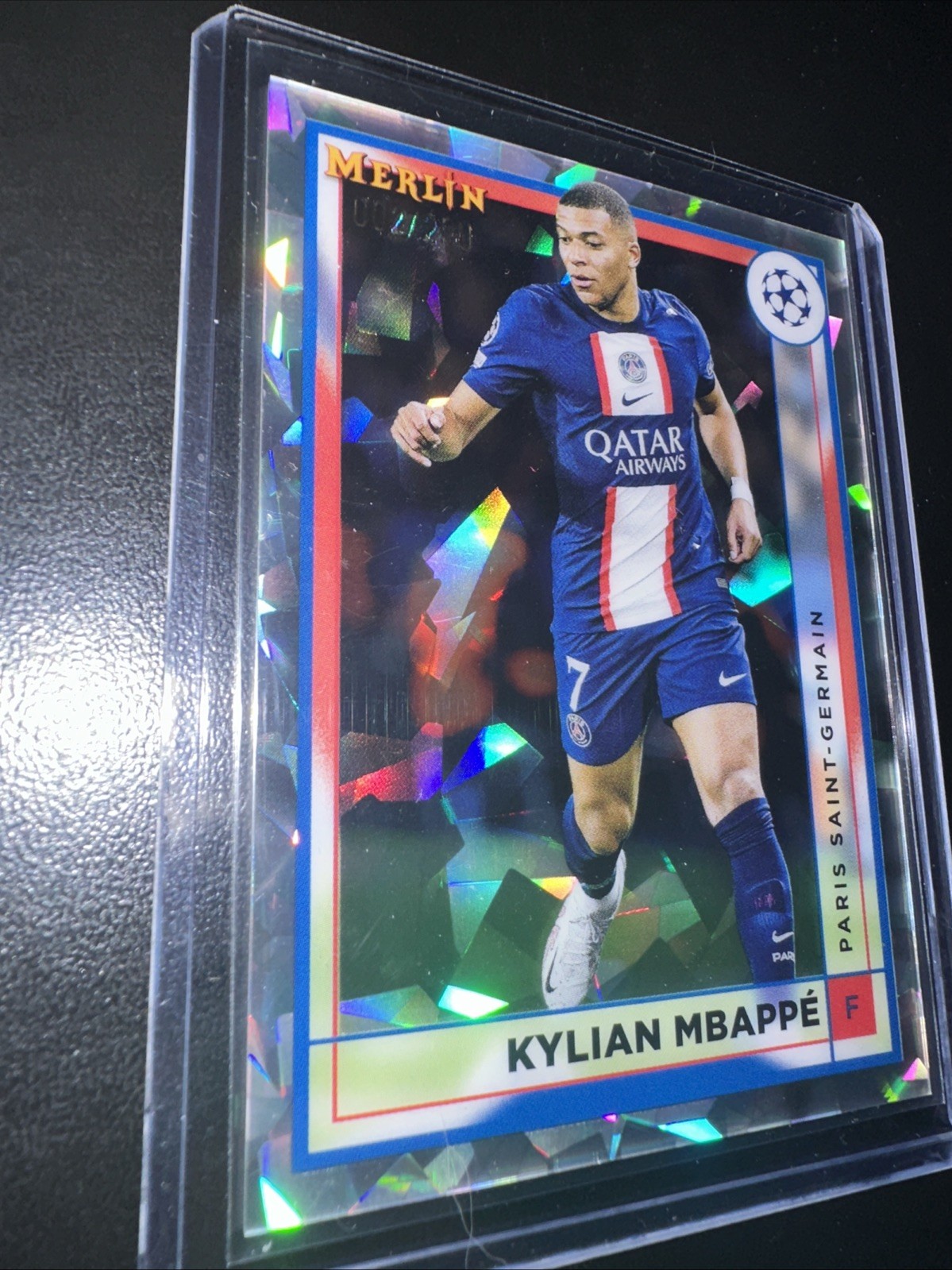 KYLIAN MBAPPE 2022 Topps Merlin UEFA #105 ATOMIC REFRACTOR /250 PARIS ST GERMAIN view 2