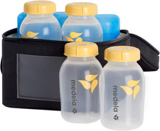 Breast Milk Cooler Set with Cooler Storage Bag, Contoured Ice Pack, and Four 5-O