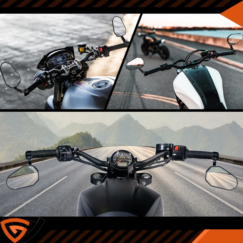 2x Motorradspiegel Lenkerenden Spiegel Motorrad Rückspiegel Set 7/8" E-Geprüft - Bild 3 von 4