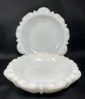 2 VTG MCM Milk Glass 5.5" Round Coin Dot Dish Ring Trinket Soap Holder Ashtray