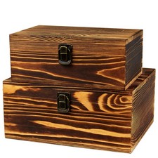 Wood Boxes Wooden Storage Treasure Chest Memory Hobby Preservation Rustic Dec...