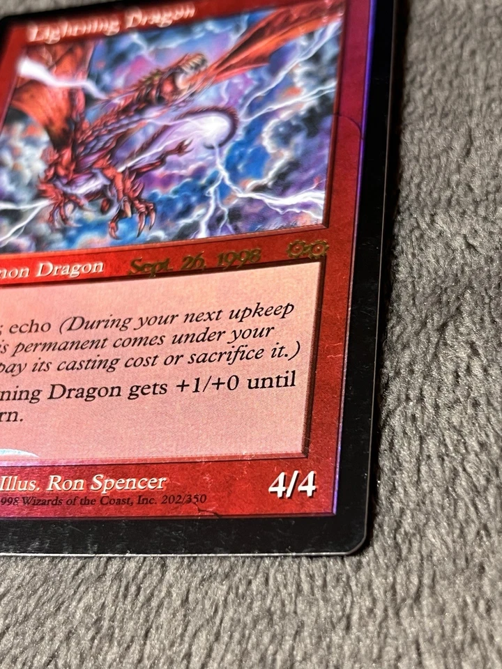 Lightning Dragon Urza’s Saga 1st FOIL Pre-Release Promo Magic MTG LP - Image 3 of 4