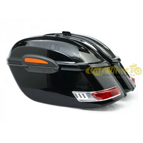 Borse laterali rigide moto nero lucido abs per moto custom 50litri x2 con staffe