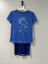 Cat and Jack Boys 2 PC Blue Top Video Game - Stripe Shorts Pajama Set Medium 8 