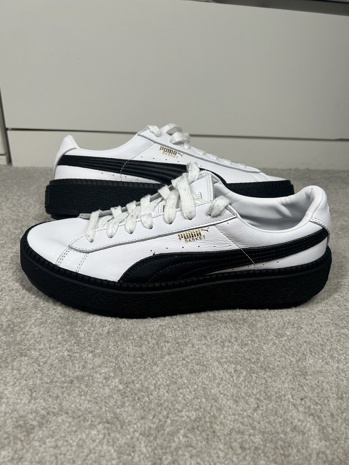 SAOLA Scarpe da ginnastica donna Puma Basket Trace platform suola grossa taglia UK 8 immacolate