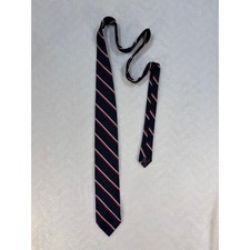 Vintage Polo Ralph Lauren Navy Blue Striped Repp Silk Necktie Mens Excellent