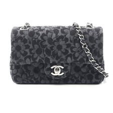 Chanel Denim Mini Matelassé Shoulder Bag Women Grey One Size