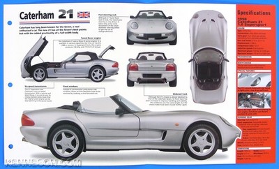 Caterham 21 UK 1998 Spec Sheet Brochure Poster IMP Hot Cars Group 1 #61