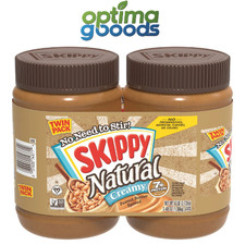 Skippy Natural Creamy Peanut Butter Spread, 48 oz., 2-Pack.