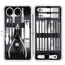 Elegant 18-Piece Stainless Steel Manicure Set with Travel Case for Men  Women
