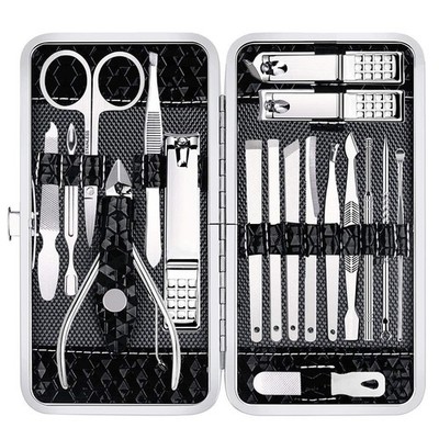 Elegant 18-Piece Stainless Steel Manicure Set with Travel Case for Men & Women