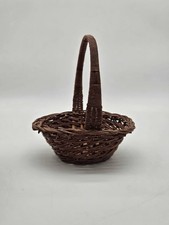 Vintage Wicker Gathering Basket with Handle Rustic Farmhouse Decor