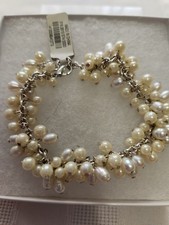 Genuine And Faux Multi Pearl White And Off White Adjustable Bracelet 6-7"