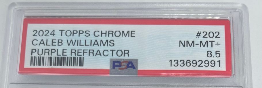 Caleb Williams 2024 Topps Chrome Purple Refractor /275 PSA 8.5 view 4