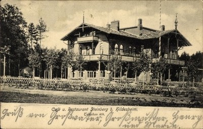 Ak Hildesheim in Niedersachsen, Café Restaurant Steinberg - 11403987