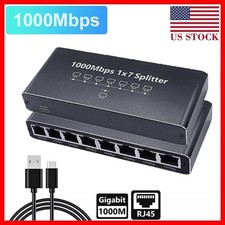 1 to 7 Adapter RJ45 Gigabit Ethernet Splitter 1000Mbps RJ45 LAN Network Internet