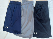 BOYS  UNDER ARMOUR LOOSE FIT ATHLETIC SHORTS, SIZE YOUTH LARGE, PICK A COLOR