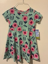 NWT Bluey Teal  Pink Flower Dress - 5T