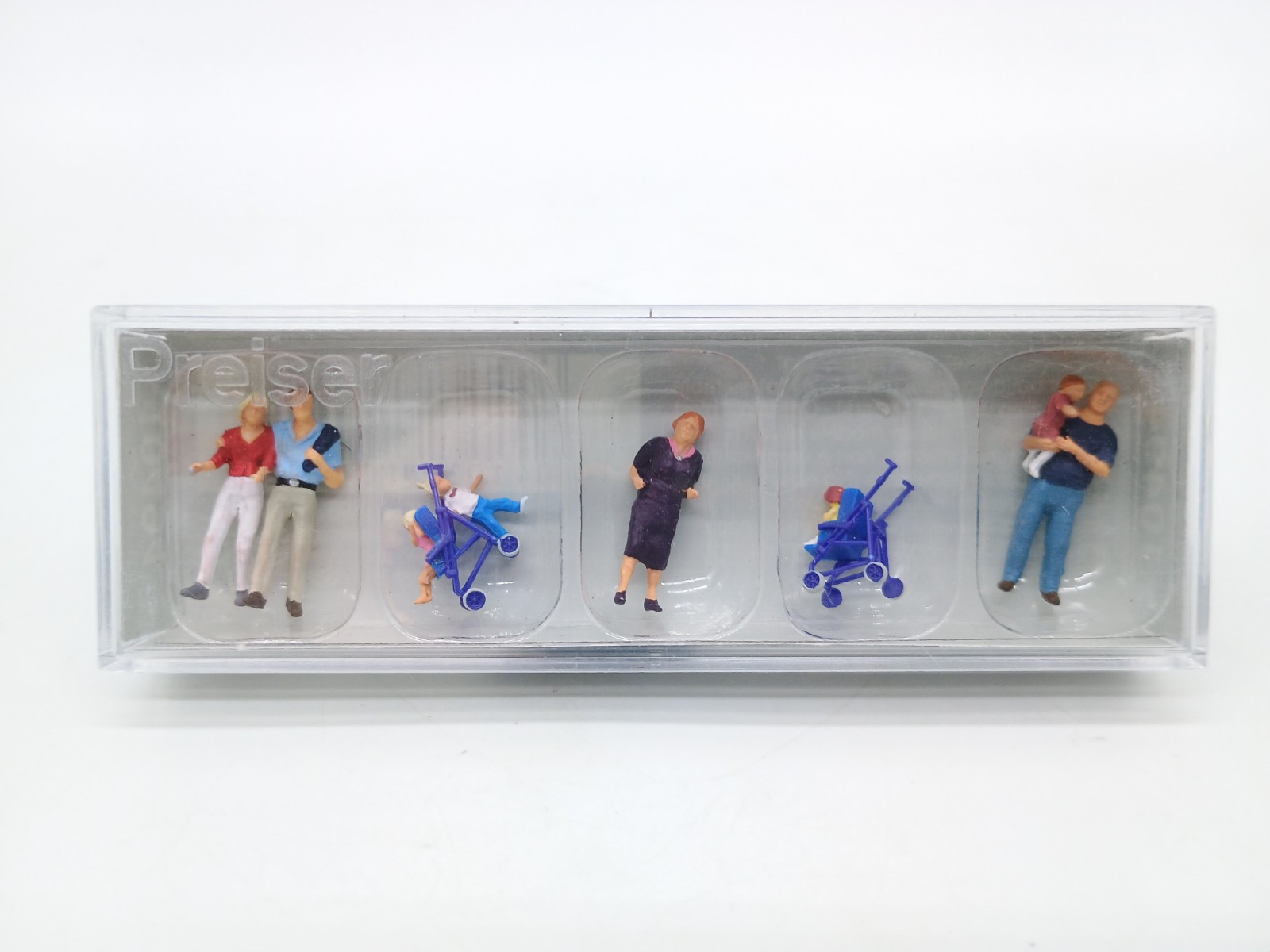 Preiser Figures 10494 Parents With Children & Pushchairs - OO/HO - New & Boxed