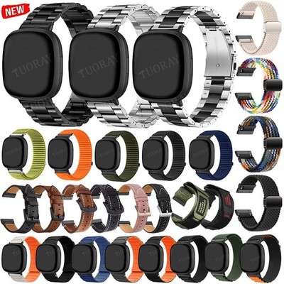 Edelstahl Metall Nylon Armband Für Fitbit Versa 4 3 Sense 2 1 Leder Band Ersatz