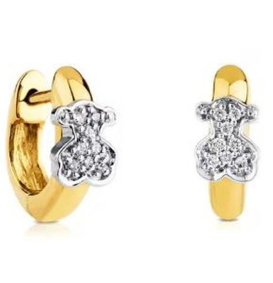    EARRINGS HOOPS TOUS S925 VERMEIL WITH RINESTONE BEAR