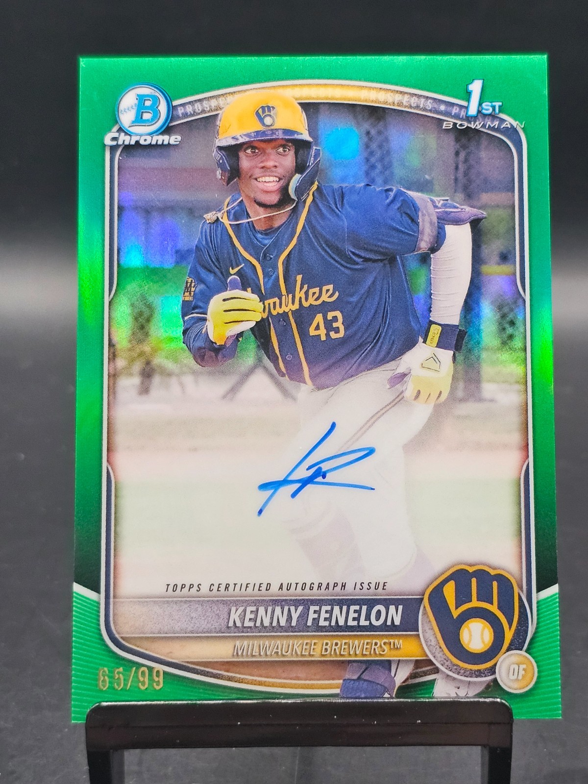 2025 Bowman Chrome Kenny Fenelon Green Refractor Auto 1st Bowman /99 #CPA-KF