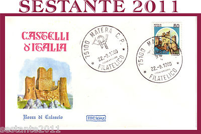 ITALY FDC ROME 1980 CASTLES 50 ROCCA DI CALASCIO YEAR. MATERA F143